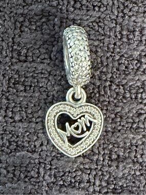 Pandora Silver Heart 'Mom' Dangle Charm